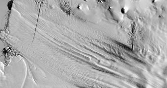 Landsat image of the Antarctic Pine Island Glacier ice shelf