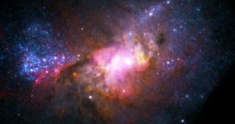 The combined observations from multiple telescopes of Henize 2-10 provide astronomers with a detailed new look at how galaxy and black hole formation may have occurred in the early Universe