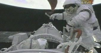 This snapshot documents the first Chinese spacewalk, which took place in 2003