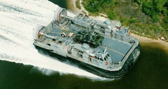 US Navy issue military hovercraft