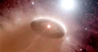 Artist's impression of a protoplanetary disc around a star