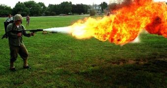 Image of a flamethrower in use