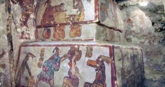 A photo of the ancient murals discovered in Mexico
