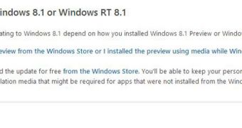 The link should launch the Windows Store and get you to the 8.1 download