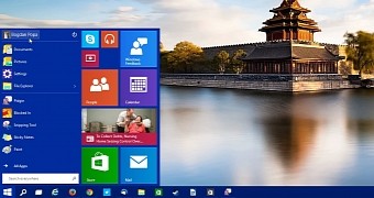The old Start menu in Windows 10 build 9926