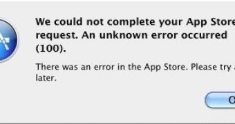 Mac App Store error 100 - screenshot