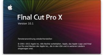 Final Cut Pro X About screen