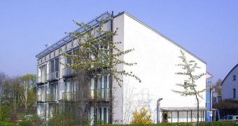 One of the original 1990 Passive Houses, located in Darmstadt, Germany. The term passive house reffers to a building which is able to achieve high standards for energy efficiency, reducing its ecological footprint