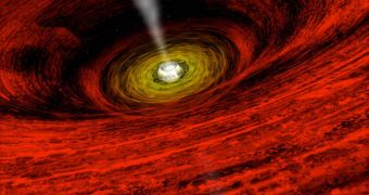 Matter swirling around the black hole heats up just before it plunges through the event horizon