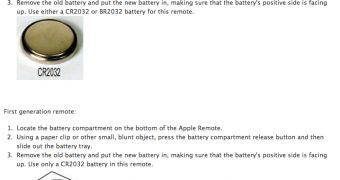 check battery on white apple remote