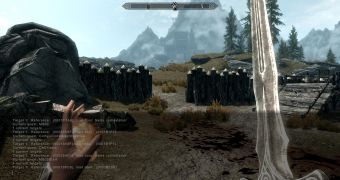Skyrim's console in action