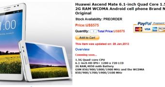 Huawei Ascend Mate pre-order page