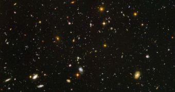 An image of a 2005 Hubble Deep Field image, taken with the telescope's Wide Field Camera 2