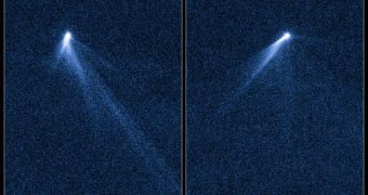 Hubble collected several images of weird asteroid P/2013 P5 this September