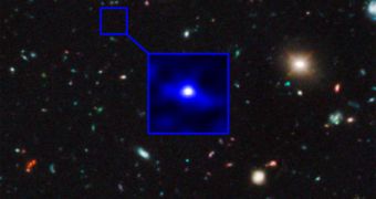 This is an image showing the location of the oldest and most distant galaxy in the known Universe