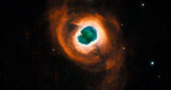 The Planetary Nebula K 4-55 is seen here in the last picture taken by Hubble's Wide Field Planetary Camera 2