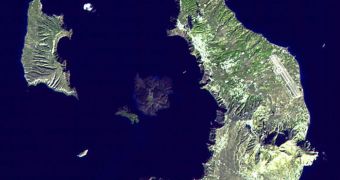 Landsat image of Santorini, in the Aegean Sea