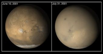 Similar dust storm on Mars, in 2001, covering the entire planet