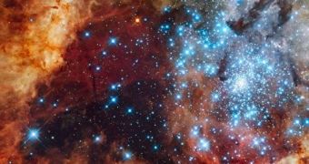 This is a stellar grouping called R136 inside the LMC 30 Doradus Nebula