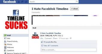 “I Hate Facebook Timeline” page