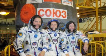 Image showing the three Expedition 25 crew members that will return to Earth ahead of schedule