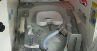 This is a replica of the high-tech toilet aboard the ISS