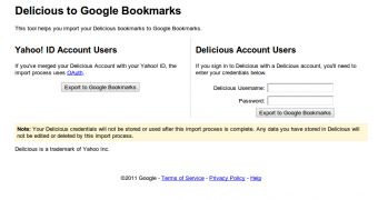 Google's Delicious bookmarks importer