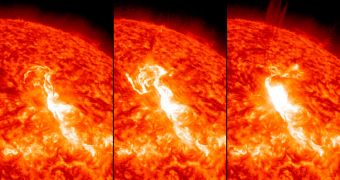 SDO's AIA instrument captures impressive solar flare on January 23, 2012
