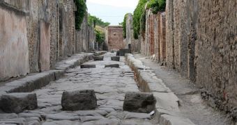 An excavated street in Pompeii