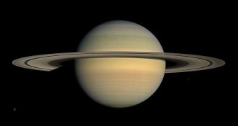 The planet Saturn during its equinox