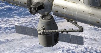 This is a rendition of the Dragon spacecraft attached to the ISS