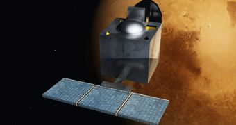 Rendering of MOM in orbit around Mars