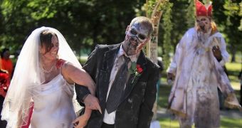 Thomas Ehmer and Abby Riggs get hitched in a unique, zombie-themed ceremony