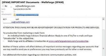 Bogus Wells Fargo notification (click to see full)