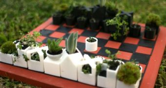 Architects create chess set that is also a mini-garden