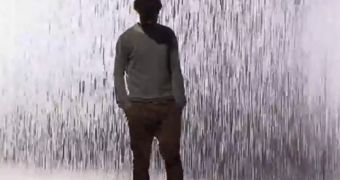 Rain room installation brings you the experience of walking through rain without getting wet