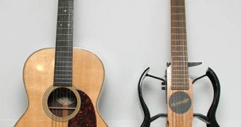 Both versions of a guitar