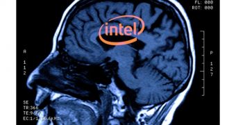 Human brain with Intel's logo mashup