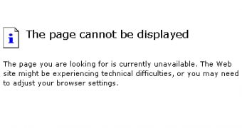 Page unavailable error message in Internet Explorer