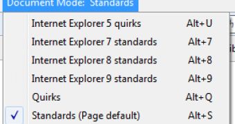 Quirks and Standards in F12 Developer Tools’ Document Mode menu in IE10