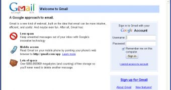Internet Explorer on Gmail's page