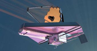 This is a rendition of what the JWST will look like
