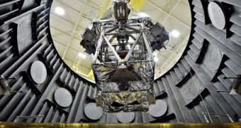 The JWST OSIM is seen here being lowered into a test chamber at NASA GSFC