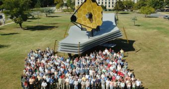 Full-size model of the JWST, in its expanded, orbital configuration