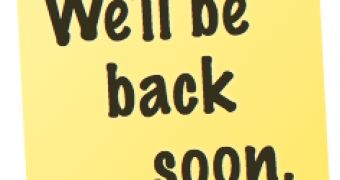 'We'll be back soon' sign (used by Apple when the company takes its store offline)
