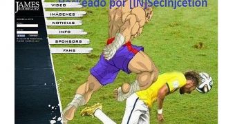 Meme of Neymar's injury posted on Rodriguez's website