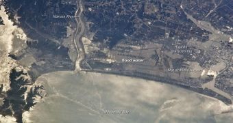 Image showing a portion of Japanese shoreline heavily hit by the March 11 earthquake and subsequent tsunamis