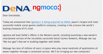 On the ngmoco blog, founders Neil Young, Bob Stevenson, Alan Yu & Joe Keene post an open letter breaking the news to the world (screenshot)