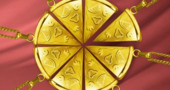 The eight gold slices will form one tiny pizza