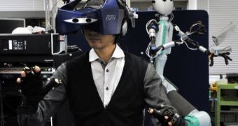 Japanese Robot Avatar Controlled with Gloves and Visor